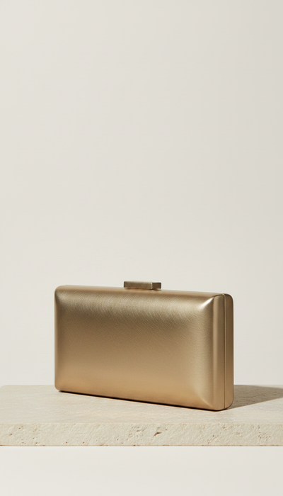 Alternate angle view of Brushed Antique Gold Clutch Bag