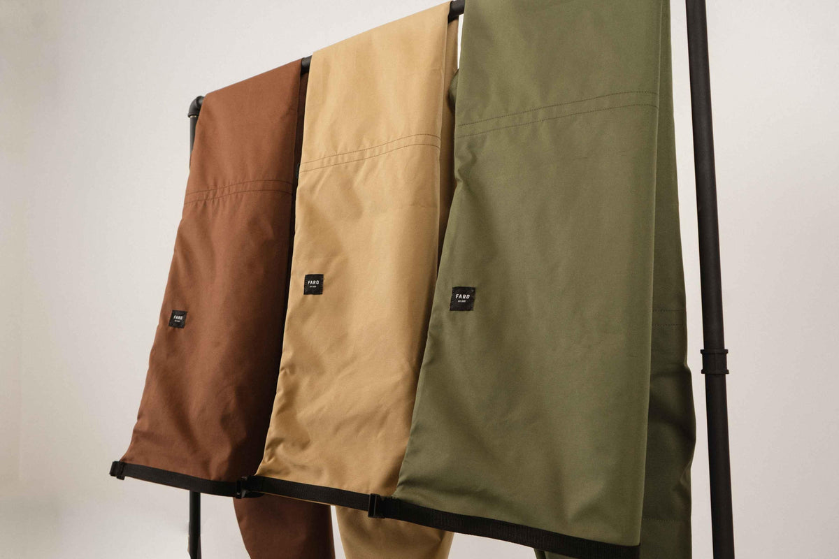 Real photographed trousers on clothing rack