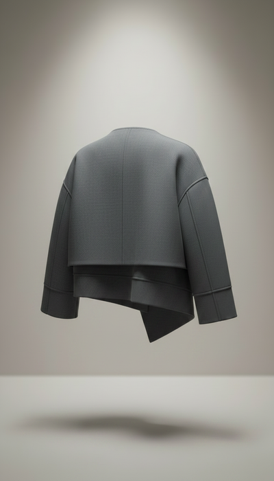 Alternate angle view of Layered Shadow Slate Cropped Jacket