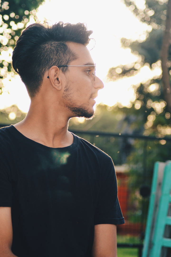 Real photographed black shirt fashion portrait