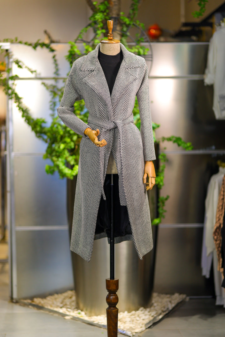 Real photographed grey coat on mannequin